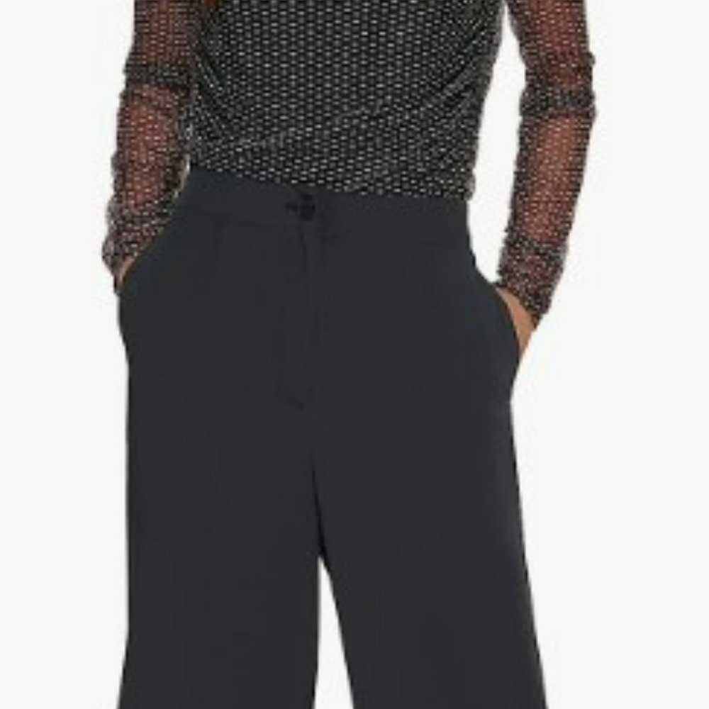DKNY Black Side-slit crop wide-leg pant, Size 12, NWOT - Picture 5 of 6